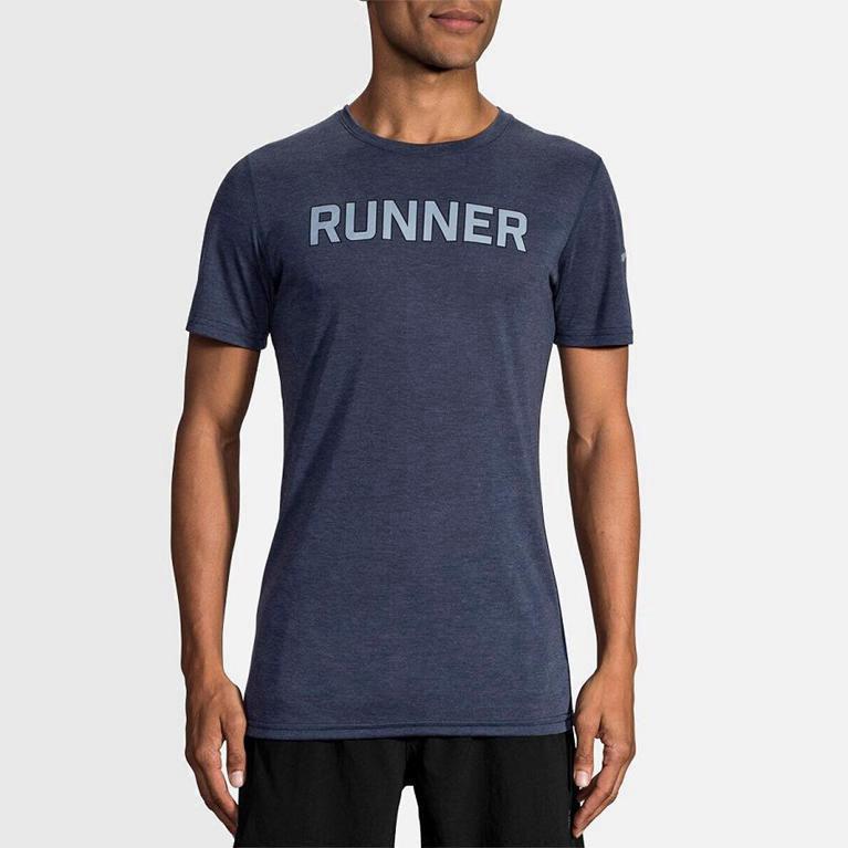 Brooks Distance Graphic Hardloopshirt voor Heren Blauw (JXQCT-3572)